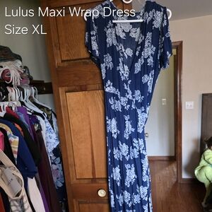 Lulu's Navy Blue Floral Maxi Dress